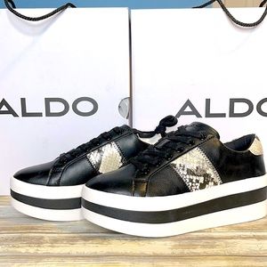NEW Aldo Black Snakeskin Elriodia Sneakers